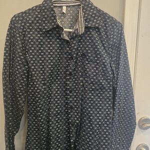 Cinch Navy Blue Geometric Button-Down Shirt